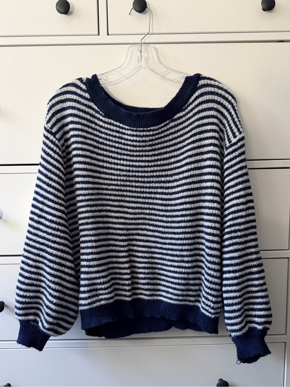 striped off the shoulder sweater!